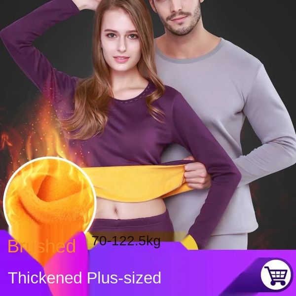 Damen-Thermounterwäsche, Queenral, samtdickes Thermo-Unterwäsche-Set für Männer und Frauen, Übergröße L-6XL, lange Unterhosen, warme Winterkleidung, Pyjama-Set, Thermo-231127