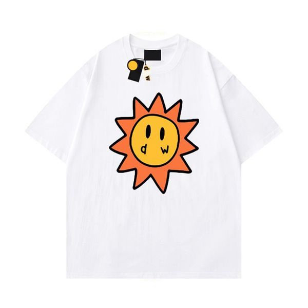 Mens Designer Smiley Sun Camiseta Jogando Cartas Tee Womens Impressão Gráfica Camiseta Verão Tendência Manga Casual Camisa High Street Drews House 569