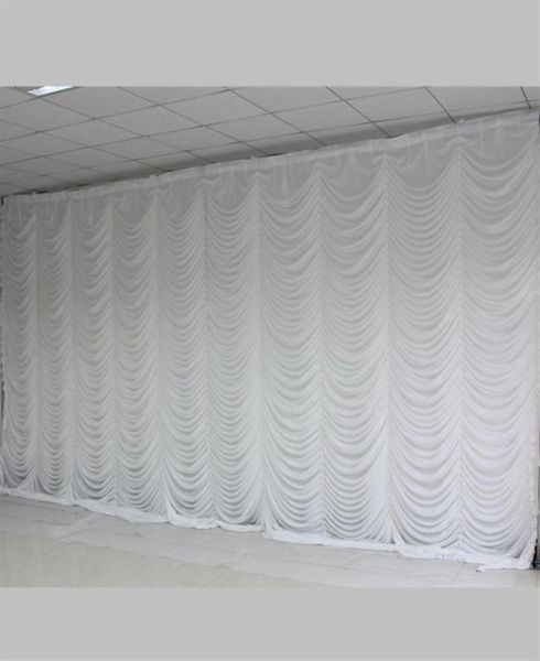 Novo 10ftx20ft festa de casamento palco fundo decorações cortina de casamento pano de fundo em design ondulado branco color274c33903563826460