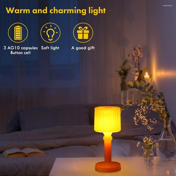 Gece Işıkları LED Masaüstü Dekor Işık Taşınabilir Stand Masa lambası Düğmesi Hücre Kablosuz Anahtar Ev Mobilya Dekorasyonu