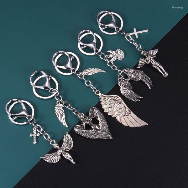 Keychains Wings Angel Keychain Car Cadeia Feminina Cruz Jesus Crenças Religiosas Correias