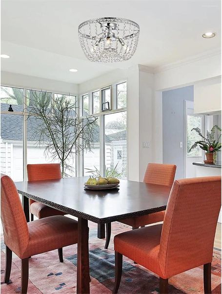 Lustres elegantes iluminação interior moderna casa decorativa brilhante kylie 16 polegadas montagem embutida em cromo