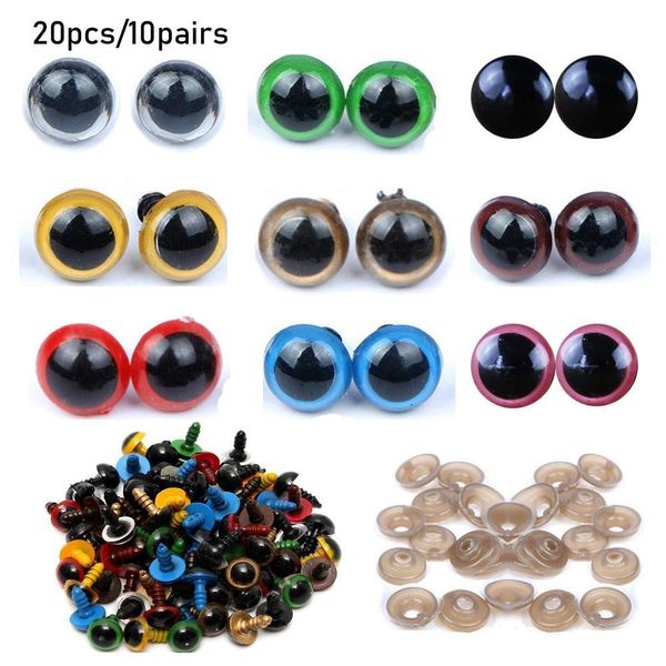 Accessori per bambole 20 pezzi 8101214mm Colore misto Plastica Occhi di sicurezza Artigianato Animali Simpatici bambole fai-da-te Accessori per marionette Giocattoli di pezza Parti con rondella 230427