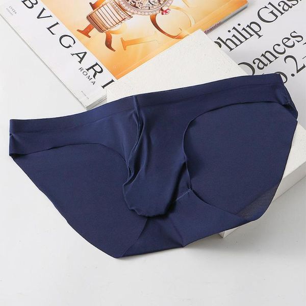 Mutande Slip da uomo Senza cuciture Seta di ghiaccio Mutandine bikini a vita bassa Custodia rigonfia elastica G-String Perizoma intimo Ultra-sottile