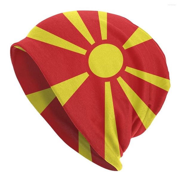 Bandeira personalizada da Macedônia North Macedônia Slouchy Feanie Hat Men Mulheres Moda Tornando dos Skullies Beanies Cap para esqui ao ar livre