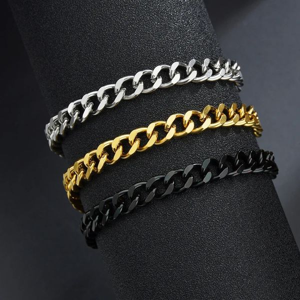 Kette hochwertige Edelstahl-Armbänder für Männer leere Farbe Punk Curb Cuban Link auf der Hand Schmuck Geschenke Trend 231124