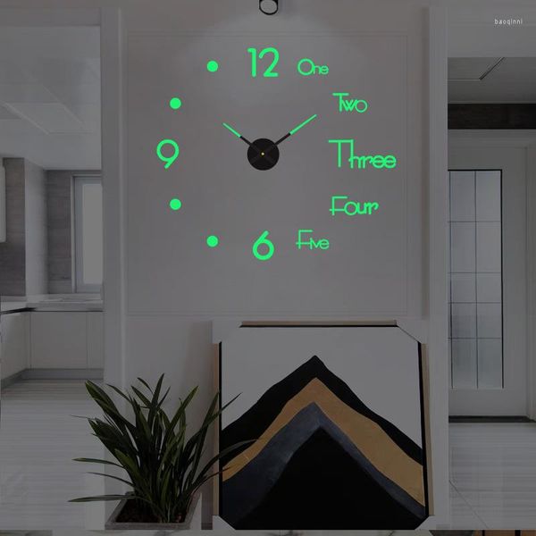 Wanduhren 2023 Große Quarzuhr Kreative DIY Europäische Stilvolle Acryl Silent Aufkleber Wohnzimmer Wohnkultur Reloj Pared
