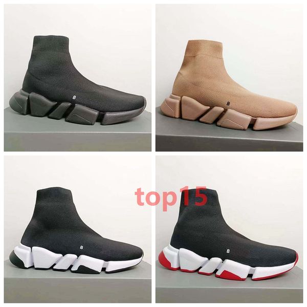 Top Designer Speed Trainer Freizeitschuhe zum Verkauf Schnürmode Flache Socken Stiefel Speed 2.0 Herren Damen Runner Sneakers mit Staubbeutel 35-45