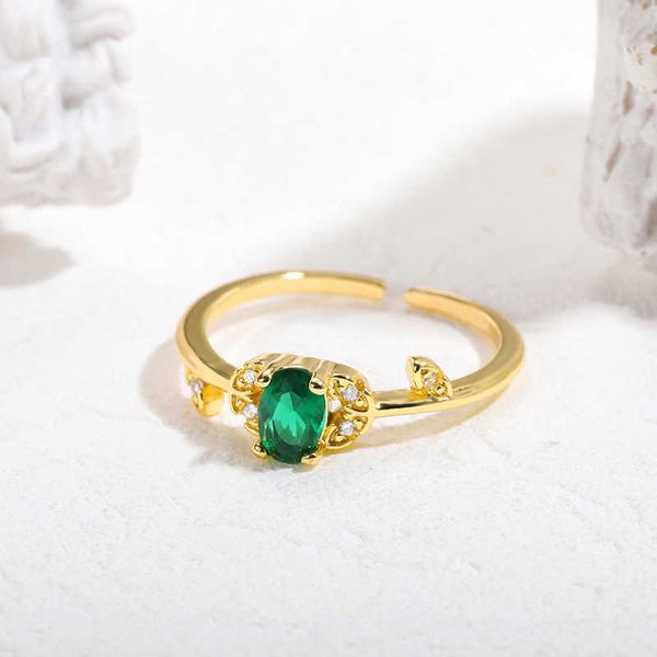 Band Rings Luxury Crystal Ring Green Cubic Zirconia Anel Feminino Anel Feminino Ring Ring Novo Design Fashion Party Jewelry Gift AA230426