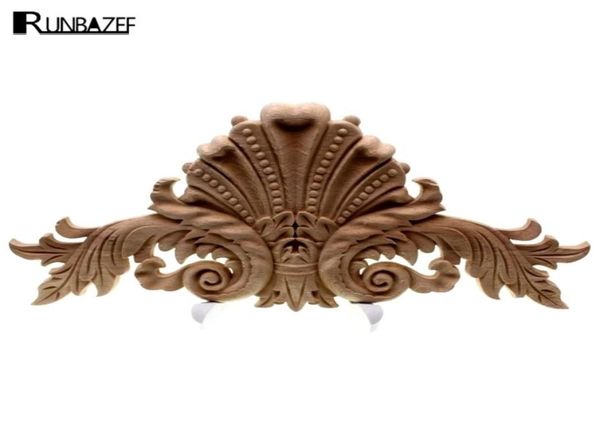 RUNBAZEF Applicazioni decorative antiche in legno Decorazioni per mobili Porta dell'armadio Modanature in legno irregolari Intaglio di fiori Figurine artigianali 24058863