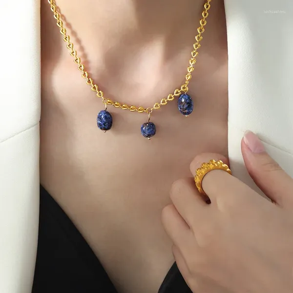 Collane con ciondolo Accessori per gioielli regolabili alla moda Collana girocollo a catena con strass blu lucido bohémien per donne e ragazze