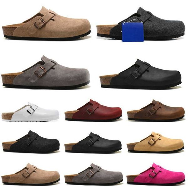 Sandalet Boston Lüks Tasarımcı Moda Ayakkabıları Erkekler İçin Deri Deri Yakın Ayak parmağı Slaytları Kış İç Kapalı Açık İzleyiciler Loafers Birks Hareket Mevcut 64ess