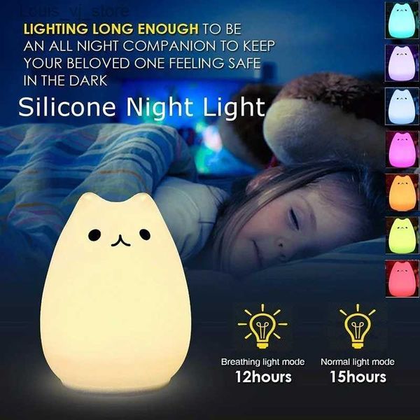 Nachtlichter, LED-Nachtlampe, Kawaii-Nachtlicht, Koran, Berührungssensor, Katze, Silikon, Tierlichter, Laterne, Geschenk, dekorative Lampe, Kätzchenlampe, YQ231127