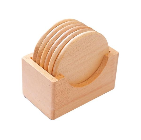 6 pezzi sottobicchiere rotondo in legno resistente al calore, antiscivolo, set per tazza, tappetino isolante antiscottatura, portabevande calde, tappetino da tavolo, piatto SN6298