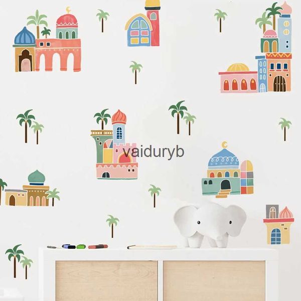 Настенный декор, исламская ручная роспись, мечеть, детские наклейки, мусульманские съемные виниловые художественные наклейки, детская комната, Homevaiduryb