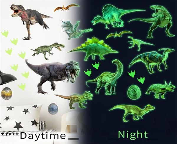 Luce verde Dinosauro luminoso Adesivi murali Casa Camera da letto Camera dei bambini Decorazione Animale Decalcomanie fluorescenti Bagliore nell'adesivo scuro 21420729