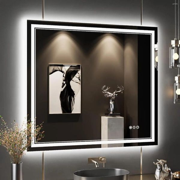 Conjunto acessório de banho ISTRIPMF 40x36 polegadas LED espelho de banheiro com luzes retroiluminadas e espelhos de vaidade iluminados para parede