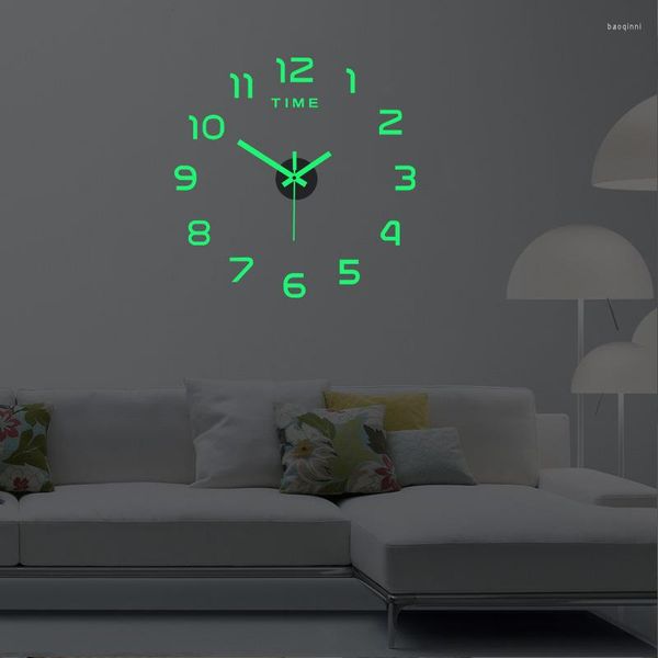 Relógios de parede 2023 3D Numeral Roman Acrílico Espelho adesivo Moda Diy Quartz TimepiPle Decor de casa Adesivos para sala de estar