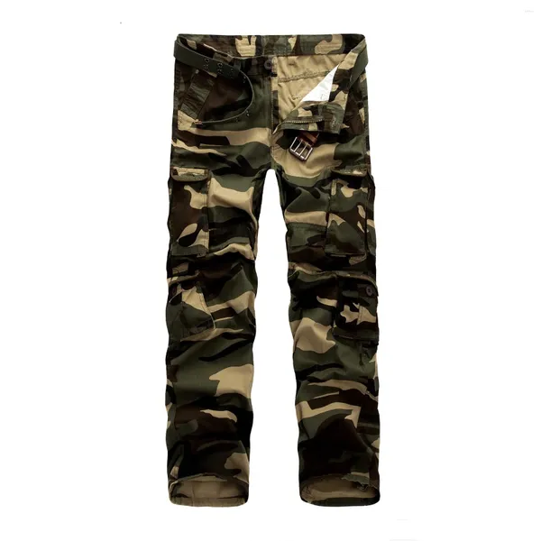 Pantaloni da uomo Dritti Abbigliamento da lavoro Pantaloni casual Uomo Moda Camouflage Colore Cintura Tasca Tuta Uomo Autunno Inverno Lungo