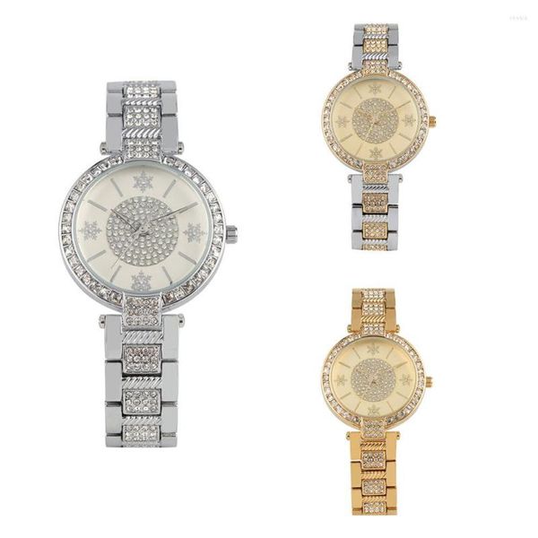 Orologi da polso Orologio da donna Affascinante quadrante con fiocchi di neve Orologio da polso Moda Quarzo tempestato di diamanti Per donna Diametro 36 mm