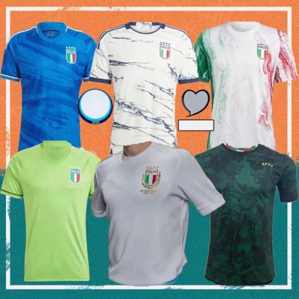 23/24 Italia CHIESA Camisas de futebol 2023 Itália 125º RASPADORI VERRATTI BARELLA DONNARUMMA Camisa TOTTI LORENZO POLITANO ZANIOLO MIRETTI Uniforme de futebol JJ 11.24