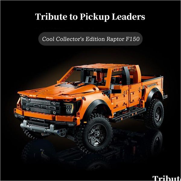 Blöcke 1379 Stück Ford Raptors F150 Pickup Truck Sportwagen 42126 Technisches Gebäude Modell Fahrzeug Ziegel Spielzeug Geschenke für Kinder Adt 230629 Dh0L4