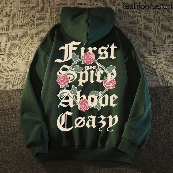 Erkek Hoodies Retro Gül Baskı Kadınlar Sonbahar Kış 2023 Ins Loose Uzun Kollu Yastıklı Çift Ceket Tide Artı Boyut 4xl 5xl