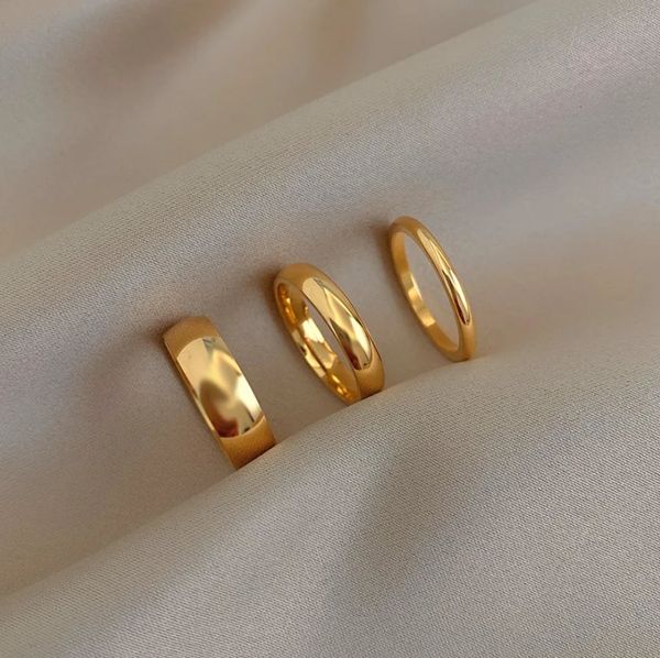 Anéis de casamento sem manchas 2mm 4mm 6mm aço inoxidável 18k banhado a ouro prata cor junta para mulheres minimalistas 231124