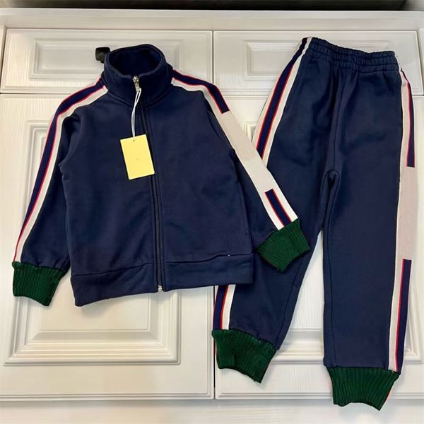 Ragazze per bambini moda vintage due pezzi tuta di lusso designer giacche con cerniera in cotone a maniche lunghe con pantaloni sportivi ragazzi fantastici set vestiti autunnali invernali per bambini