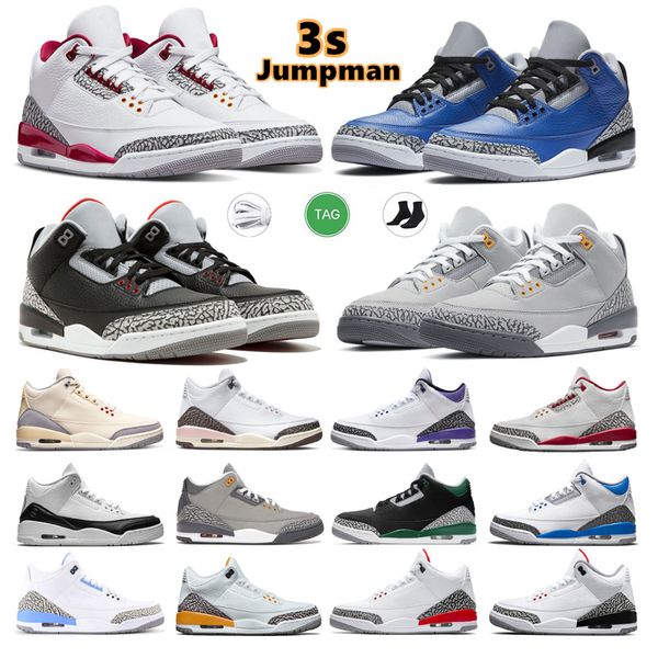 2024 Jumpman 3s Basketballschuhe Herren Trainer Outdoor Sports Sneakers 3 Cool Grey Racer Blue Pine Green Cool Grey UNC Court Purple Laser Orange Cardinal Hall Of Fame