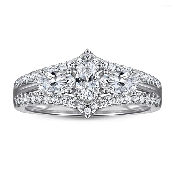 Anéis de cluster moda tendência s925 prata micro-set 5a zircon denier-em forma de anel de diamante para senhoras para se casar