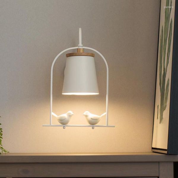 Lampada da parete nordica 1 pz paralume in vetro luce a specchio a led gabbia per uccelli comodino nero moderno corridoio applique per camera