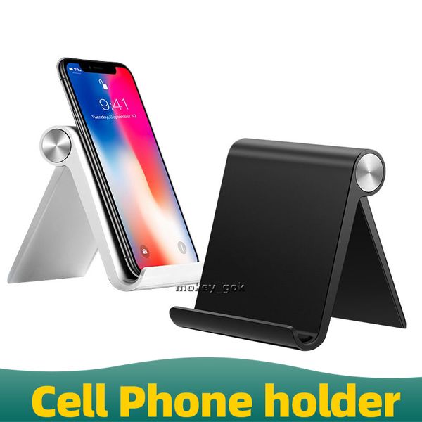 Supporto per telefono cellulare da scrivania universale pieghevole portatile con supporto regolabile ad angolo in plastica ABS Con confezione per la vendita al dettaglio
