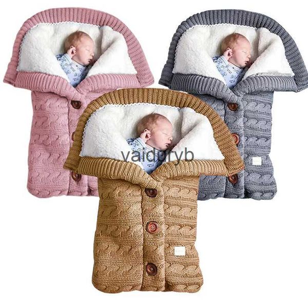 Warme Schlafsäcke für Säuglingsbabys, Winter, dicker Knopfstrick-Schlafsack für Bettwäsche, Wickeldecken, Kinderwagen, Fußsack für Kleinkinder, Wrapvaiduryb
