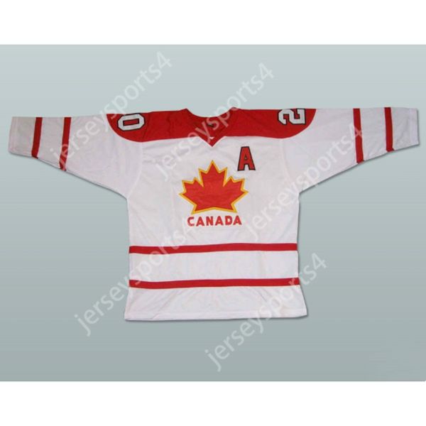 MAGLIA DA HOCKEY CANADA 20 CANADA BIANCA CON STRISCE ROSSE NUOVA Cucitura superiore S-M-L-XL-XXL-3XL-4XL-5XL-6XL