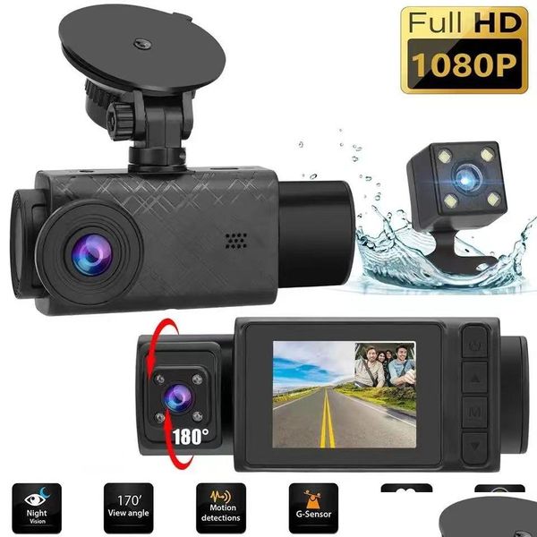 Carro DVR 2 Polegadas HD 1080P 3 Lente S11 Gravador de Vídeo Dash Cam Câmera Traseira 130 Graus Grande Angular Tra Resolução Frontal Com Interior Moti Dhofd