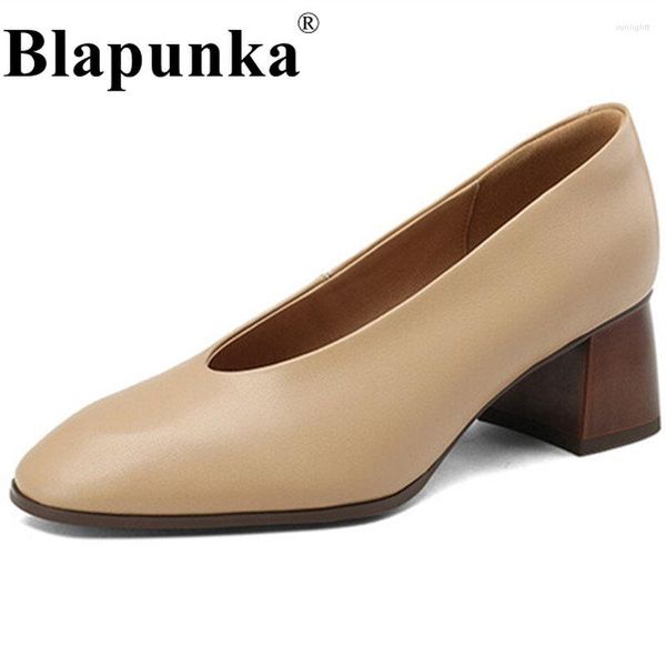 Abendschuhe Blapunka Damen Blockabsatz Echtes Echtleder Pumps Schwarz Nude Medium Weiches Lammfell Flach Damen Beige 42