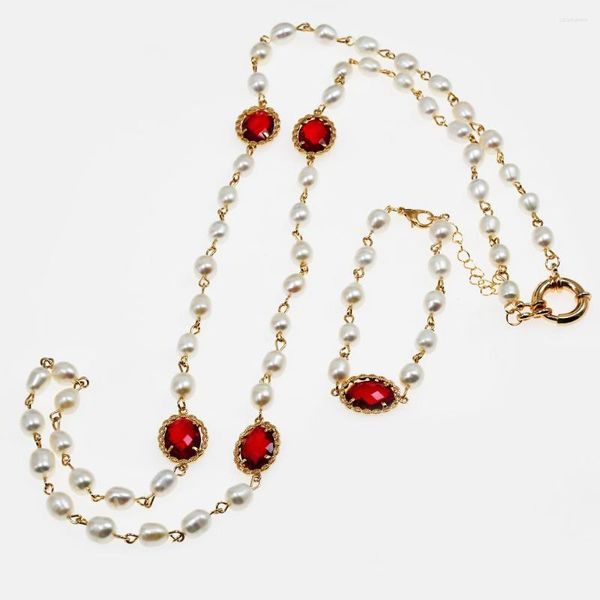 Catene KBJW Originale semplice collana di perle d'acqua dolce gioielli fatti a mano color oro multicolore catena maglione fascino di cristallo per le donne 2023