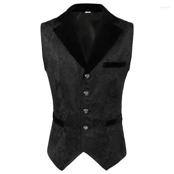 Coletes masculinos moda tendência homens jacquard terno colete clássico preto negócios casamento baile de formatura vestido slim fit colete