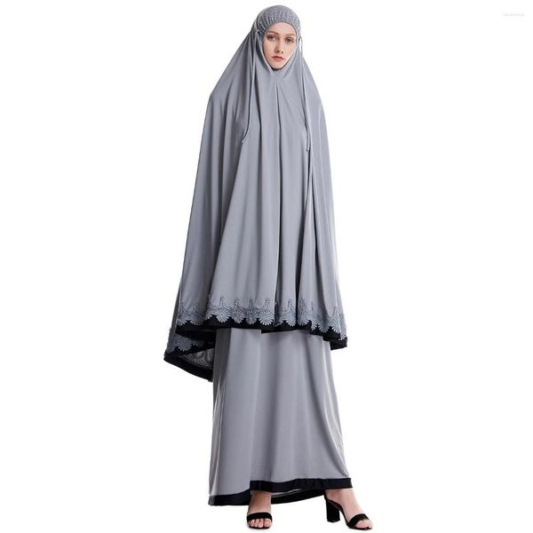 Abbigliamento etnico Turchia Namaz Lungo Khimar Musulmano Set di 2 pezzi Hijab Abito da preghiera formale Set di indumenti da donna Abaya Eid Jurken Djellaba Abayas
