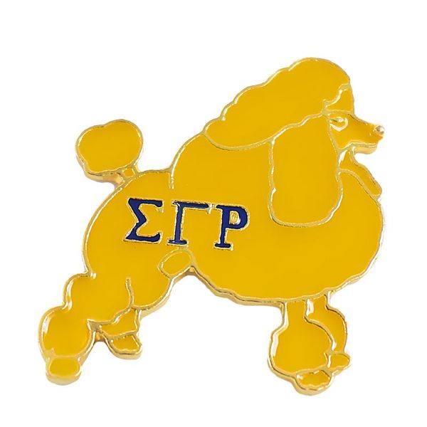 Broches pinos da moda Carta grega Sociedade Sigma Gamma Rho Símbolo Símbolo Poodle Shape Esmal