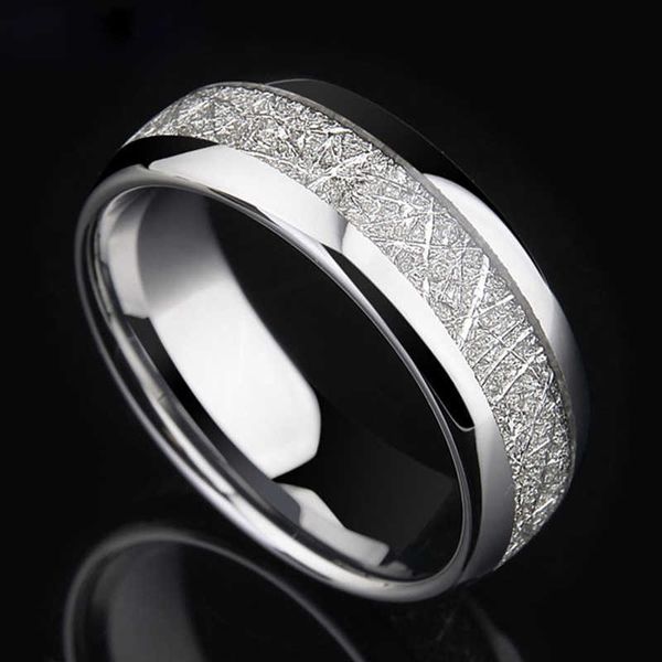 Band Ringe Mode Männer Ringe 2022 Schmuck Zubehör Klassische 8mm GoldSilber Farbe Meteoriten Muster Edelstahl Ringe für Männer AA230426