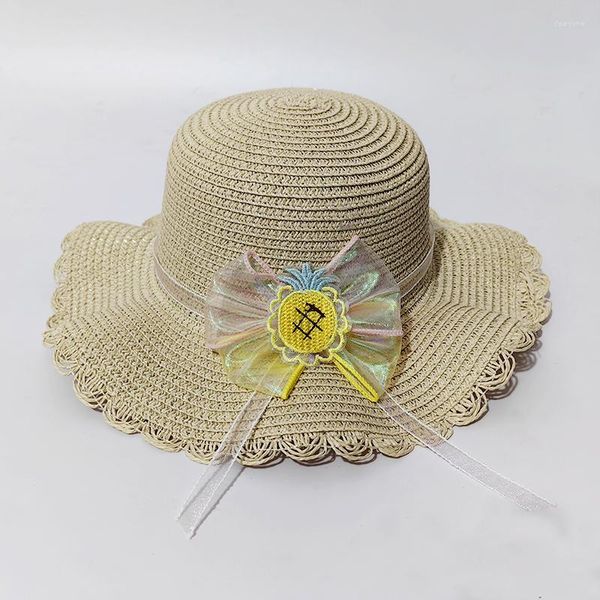 Hats Flores de verão Chapéu de palha de verão Larde adorável proteção solar Pool de praia Piscina infantil Presente de aniversário infantil