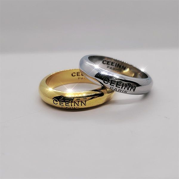 Gold Silver Designer Rings Banda de moda masculina ringe women jóias de casamento anel de luxo anel de aço inoxidável Anello Rings Carve Lettering