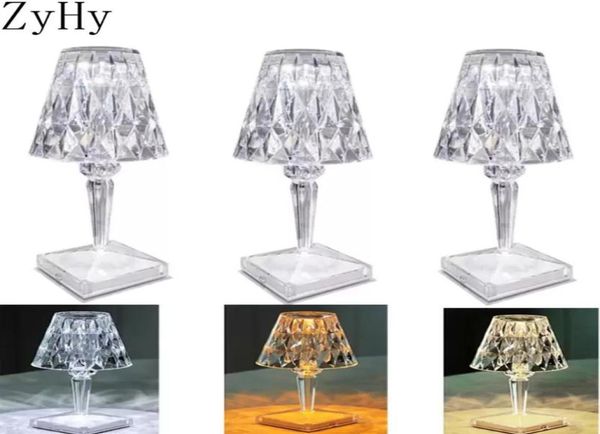 Lâmpadas de mesa 13 PCS Lâmpada de diamante Acrílico Decoração Mesa para quarto Bar de cabeceira Luminárias de cristal LED Night Light Gift2371146446