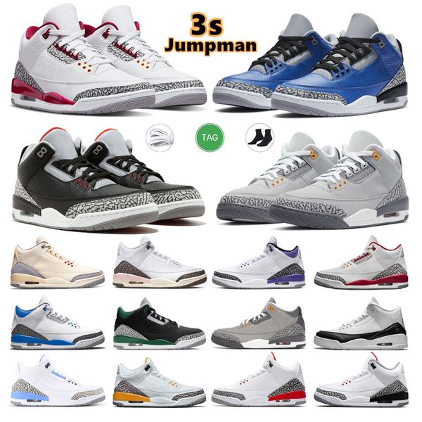 2024 Jumpman 3s Basketballschuhe Herren Trainer Outdoor Sports Sneakers 3 Cool Grey Fragment Pine Green Cool Grey UNC Court Purple Laser Orange Cardinal Hall Of Fame