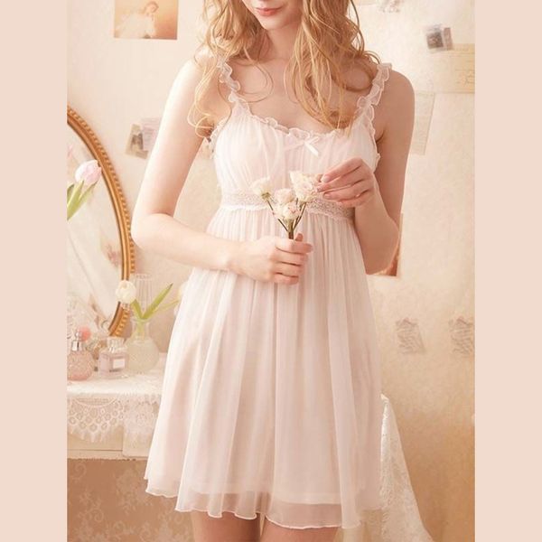 Сексуальная пижама Qweek кружевная сетчатая сетка Kawaii Sleepwear Princess Nightdress Женщины Сексуальная ночная одежда милая ночная модная ночная рубашка.