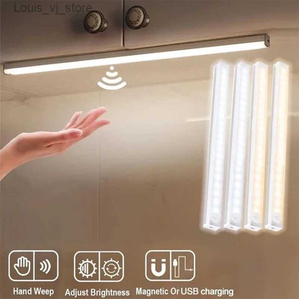 Luzes noturnas PIR Sensor de movimento LED sob a lâmpada do armário Dimmable recarregável Night Light Escadas Closet Room Corredor Tube Bar Detector Bulb YQ231127