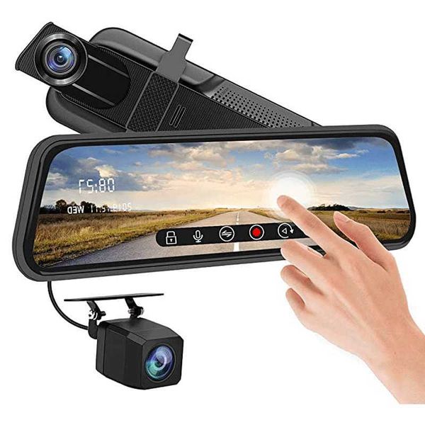 Altre elettroniche 10 pollici DVR per auto Mirror Videoregistratore 1080P Touch Screen Dashcam per auto Dual Lens Streaming Registratore di guida Dash Camera Box J230427