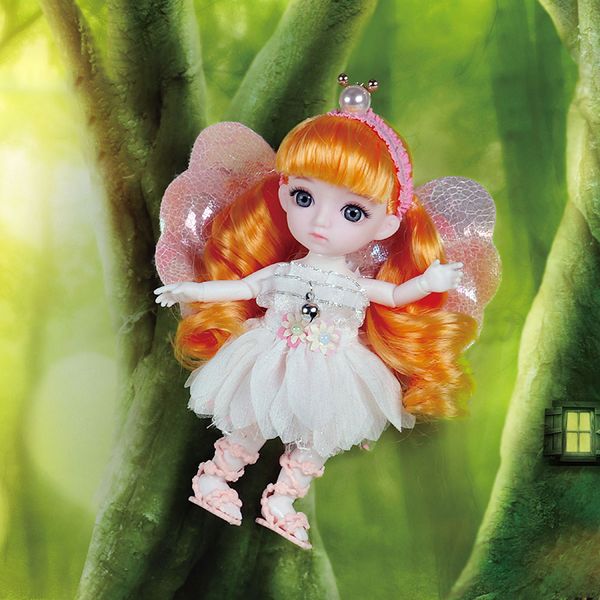 Dolls BJD Flor For Girl 16 cm colorido Hair Wig Ball Junta maquiagem de 6 polegadas Vestido bonito Mini elfos decoração de mesa 230427